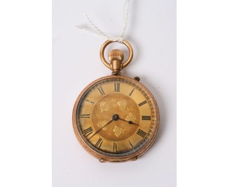 A 14ct gold button wind pocket watch 