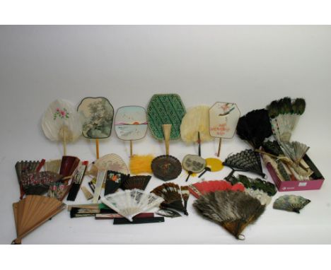 An extensive collection of 20th century fans included painted and mother of pearl examples
