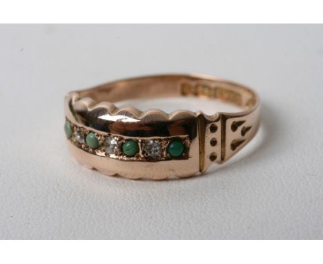 A 9ct gold turquoise and diamond ring 