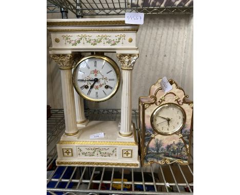 Two ceramic mantle clocks A/F. Shipping unavailable 