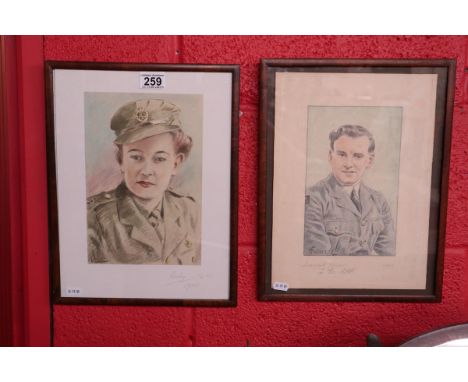 2 watercolours by H Foster - Ruby in the ATS 1948 &amp; Desmond Haynes in the RAF
