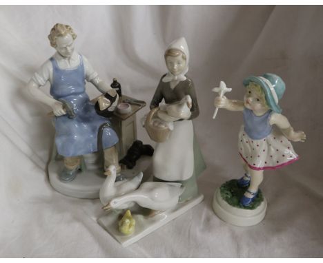 3 figurines - Royal Worcester &amp; 2 German