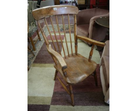 Elm seated stick back kitchen armchair