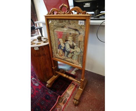 Mahogany tapestry fire screen