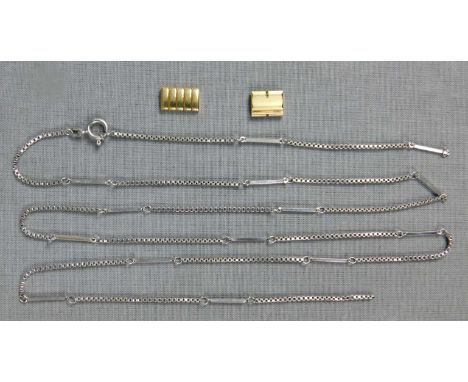 Konvolut Schmuckteile.2 Uhrenglieder. 18 Karat Gold geprüft. 4,2 g. Kette gerissen, "585" Gold geprüft und gestempelt  8,4 g.