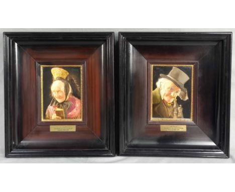 Carl KRONBERGER (1841 - 1921). 2 Gemälde, ein Paar.16 cm x 12 cm. Je Gemälde. Öl auf Holz. Signiert mit dem Synonym Carl Heus