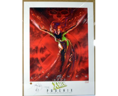 A Limited Edition Signed and Sketch (large) Artwork Print depicting X-Men Phoenix by Jospeth Michael Linsner. 