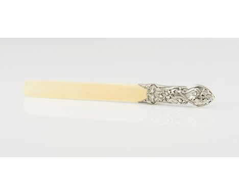 An Art Nouveau letter openerIvory Applied silver 800/000 element France, 19th / 20th century Assay warrantee mark With no Por