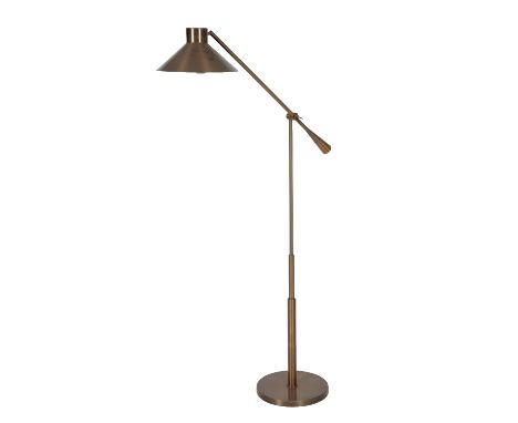  HEATHFIELD &amp; CO: AN ADJUSTABLE BRASS FLOOR LAMP height: 182cm. Provenance: The Devonshire Club, Spitalfields, London