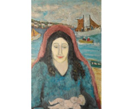  *MARY JEWELS (1886-1977)  'The Fisherman's Virgin' titled verso, oil on canvas, 60cm x 40cm. Born in Newlyn on 5 February 18