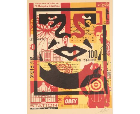   SHEPARD FAIREY (B. 1970) 'Untitled' signed in pencil to the margin, screen print, 61.25cm x 45.25cm (unframed). American il