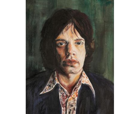 * DORA WADE (CONTEMPORARY) 'Mick' A head and shoulders portrait study of Sir Mick Jagger, signed, titled and dated 2003 verso