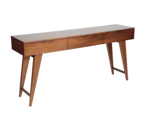  A MODERNIST CONSOLE TABLE the rectangular top above three frieze drawers, on four outstretched legs, 170cm wide, 40cm deep, 