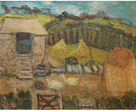  *MARY JEWELS (1886-1977) Ducks in a farmyard oil on board, 37cm x 45cm. Born in Newlyn on 5 February 1886, and married to Al