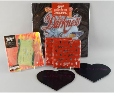 The Darkness, Christmas Time limited edition picture disc, two promotional wrapped CDs, One Way Ticket limited edition pictur
