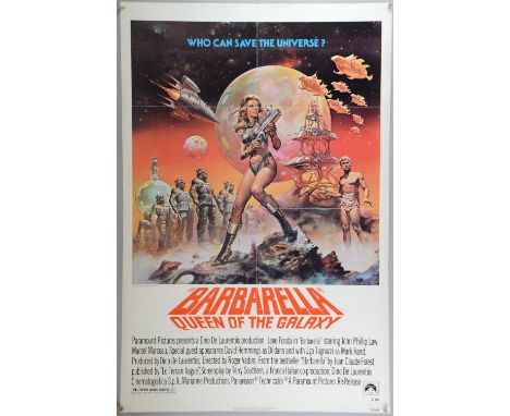 Barbarella: Queen of the Galaxy (R-1977) US One sheet film poster, starring Jane Fonda, Paramount, folded, 27 x 41 inches