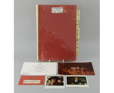 A Passage To India (1983) original film script from the film by David Lean, along with three photographs taken on set, a Grea