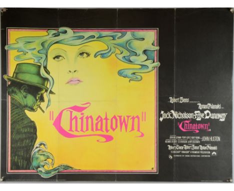 Chinatown (1974) British Quad film poster, rare mis-print version with no shadow on 'Chinatown', starring Jack Nicholson & Fa