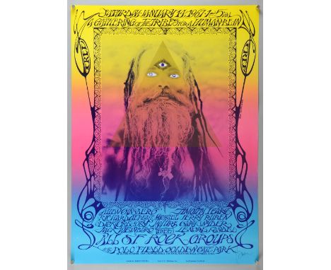 Counter-culture poster, Gathering of the Tribes, 1967 event, psychedelic art by Stanley Mouse & Michael Bowen, a later print 