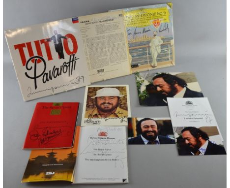 Luciano Pavarotti, Italian operatic tenor, a large collection of items including 14 signed programmes, a book signed by Lucia