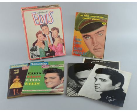 Elvis Presley magazines including Elvis Answers Back! with original phonograph record, Elvis In The Army, Meet Elvis, Valenti