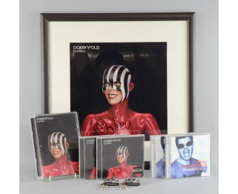 Paul Oakenfold signed artwork print for the album, Bunka, a promo deluxe CD, two standard CDÉs, two Great Wall album CDÉs & t