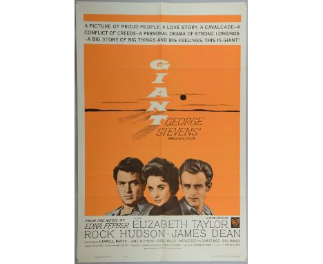 Giant (R-1963) US One Sheet film poster, Drama directed by George Stevens, starring James Dean, Elizabeth Taylor, Rock Hudson