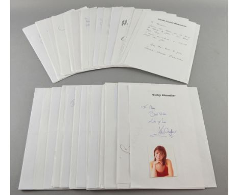 165 approx signed autograph pages, stars including Brian Cox, James Alexander, Peter Dean, Tony Scannell, Paul Daniel, Steven