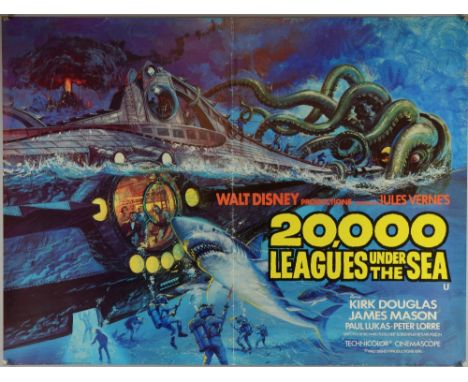 20,000 Leagues Under The Sea (R-1976) British Quad film poster, starring Kirk Douglas & James Mason, Walt Disney, single fold