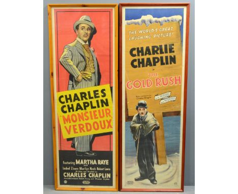 The Gold Rush (R-1940's) Two door panel film posters, starring Charlie Chaplin in Monsieur Verdoux & The Gold Rush, rolled & 