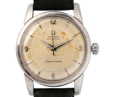 OMEGA - a stainless steel Seamaster automatic wristwatch, ref. 2846 8 SC / 2848, circa 1956, silvered dial with applied quart