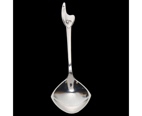 A Danish modernist sterling silver abstract spoon, maker's mark on reverse, 18cm, 1.1ozNo damage or repair, only light surfac