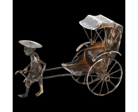 A Chinese export silver model rickshaw, Wang Hing, circa 1910, signed, 7.5cmNo damage or repair, marks slightly rubbed 