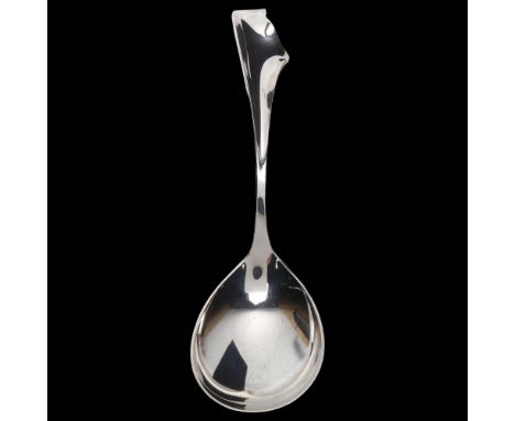A mid-century Danish silver abstract serving spoon, maker's mark on reverse, 1956, 21cm, 1.9ozNo damage or repair, only light