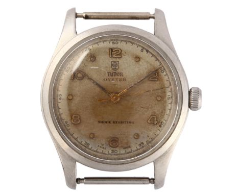 TUDOR - a Vintage stainless steel Oyster mechanical wristwatch head, ref. 4463, circa 1962, silver dial with eighthly Arabic 