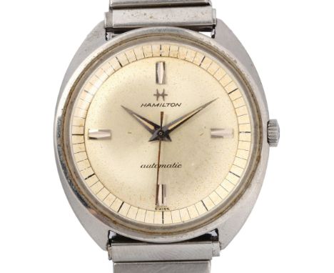 HAMILTON - a stainless steel automatic wristwatch, ref. 4048-3, circa 1960s, silvered dial with applied quarterly baton hour 