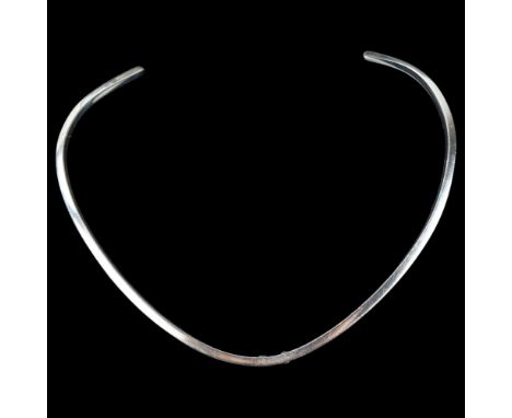 J RORVIG - a Danish modernist sterling silver neck torque, with bead decoration, band width 3mm, internal circumference appro
