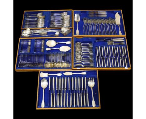 A large canteen of German 800 silver Fiddle & Thread pattern flatware, H Mau, removed from the German Embassy in London after