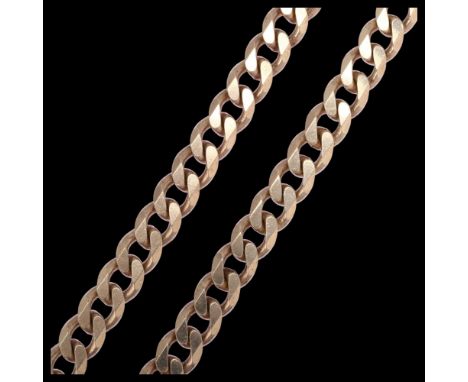 A modern heavy sterling silver flat curb link chain necklace, 42cm, 64.8gNo damage or repair, no broken links, only light sur