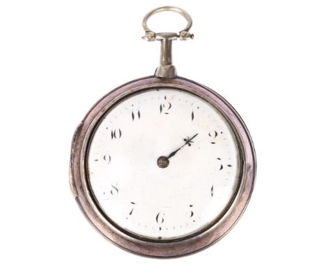 An early 19th century silver pair-cased open-face key-wind verge pocket watch, by James Hopewell of London, white enamel dial