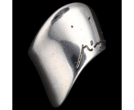 MINAS SPIRIDIS - a Greek sterling silver abstract wave band ring, circa 1980s, signed with Omega Delta 86 stamp, setting heig