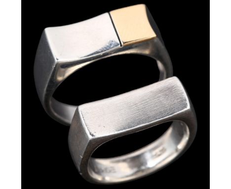 2 Danish sterling silver panel rings, makers include Aagaard and Esprit, sizes M and V, 14.9g total (2)No damage or repairs, 