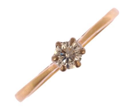 A late 20th century 9ct gold 0.2ct solitaire diamond ring, maker A&GL, London 1990, claw set with modern round brilliant-cut 