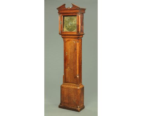 A George III walnut longcase clock, by Benson Whitehaven with 30 hour movement with long trunk door flanked by quarter column