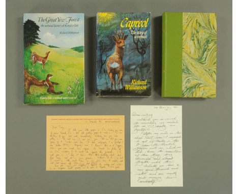 WILLIAMSON, RICHARD, Capreol "The Story of a Roebuck", 1973 First Edition, with long and detailed dedication by the author, a