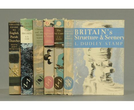 Six First Edition copies of The New Naturalist, all with dust covers, The Broads (1965), Climate and The British Scene (1952)