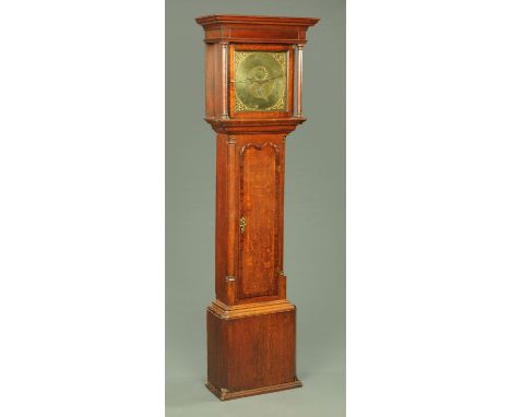 A George III  oak and mahogany banded longcase clock, by Adam Costen Kirkham, with 30 hour movement, the case with long trunk