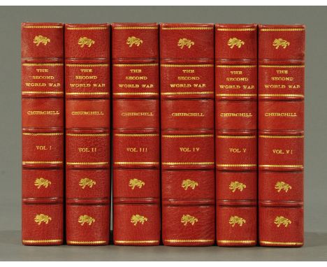 CHURCHILL. WINSTON, The Second World War, First Edition set of six volumes specially rebound with red leather spines and gilt