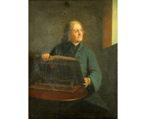 J.B. Williamson (British 19th century), portrait of a learned gentleman, inscribed on canvas verso "J.B. Williamson, 51 Coles