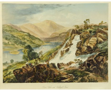 After J.B. Pyne, Hawes Water and Waller Ghyll Force, colour lithograph, first published 1853, 56.5 cm x 49 cm.